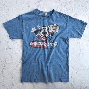 Vintage Feel Underdog Flying Logo Graphic Tee Faded Blue Alstyle T-Shirt